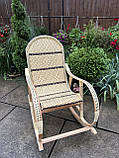 Крісло -качалка Колір Бежевий з коричневою вставкою, фото 5