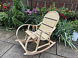 Крісло -качалка Колір Бежевий з коричневою вставкою, фото 6