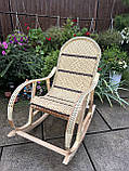 Крісло -качалка Колір Бежевий з коричневою вставкою, фото 3