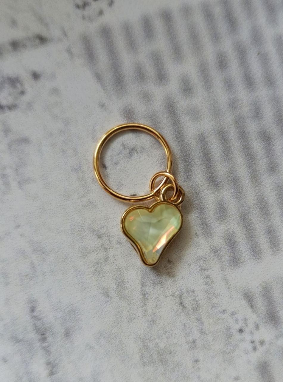 Пірсинг кільце з декором "Серце з камінчиком" металева прикраса для волосся аксесуар для зачісок дред, фото 1