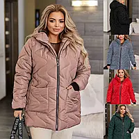 Жіноча тепла осіння куртка 48-50,52-54,56-58,60-62 Чорний Червоний Мокко пляшка графіт беж