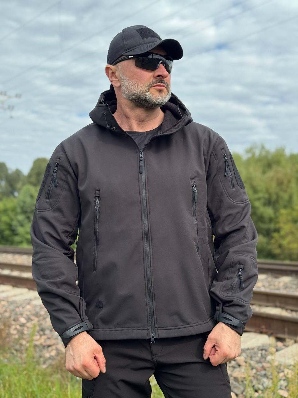 Тактична демісезонна куртка Soft shell \ чорна, фото 1