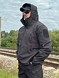 Тактична демісезонна куртка Soft shell \ чорна, фото 2