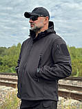 Тактична демісезонна куртка Soft shell \ чорна, фото 3