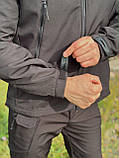 Тактична демісезонна куртка Soft shell \ чорна, фото 5