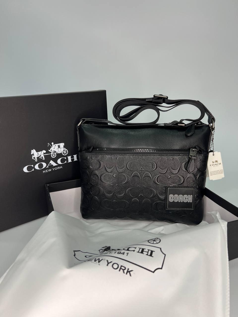 Чоловіча чорна Сумка Месенджер Coach, фото 1