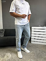 Чоловічі класичні блакитні джинси DRAPP осінні весняні прямі, Вільні демісезонні джинси блакитного кольору для чоловіків