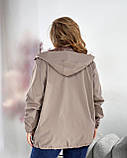 Кавова жіноча вітровка зі щільного котону на підкладі батал, фото 5