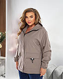 Кавова жіноча вітровка зі щільного котону на підкладі батал, фото 6