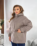 Кавова жіноча вітровка зі щільного котону на підкладі батал, фото 7