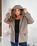 Кавова жіноча вітровка зі щільного котону на підкладі батал, фото 9