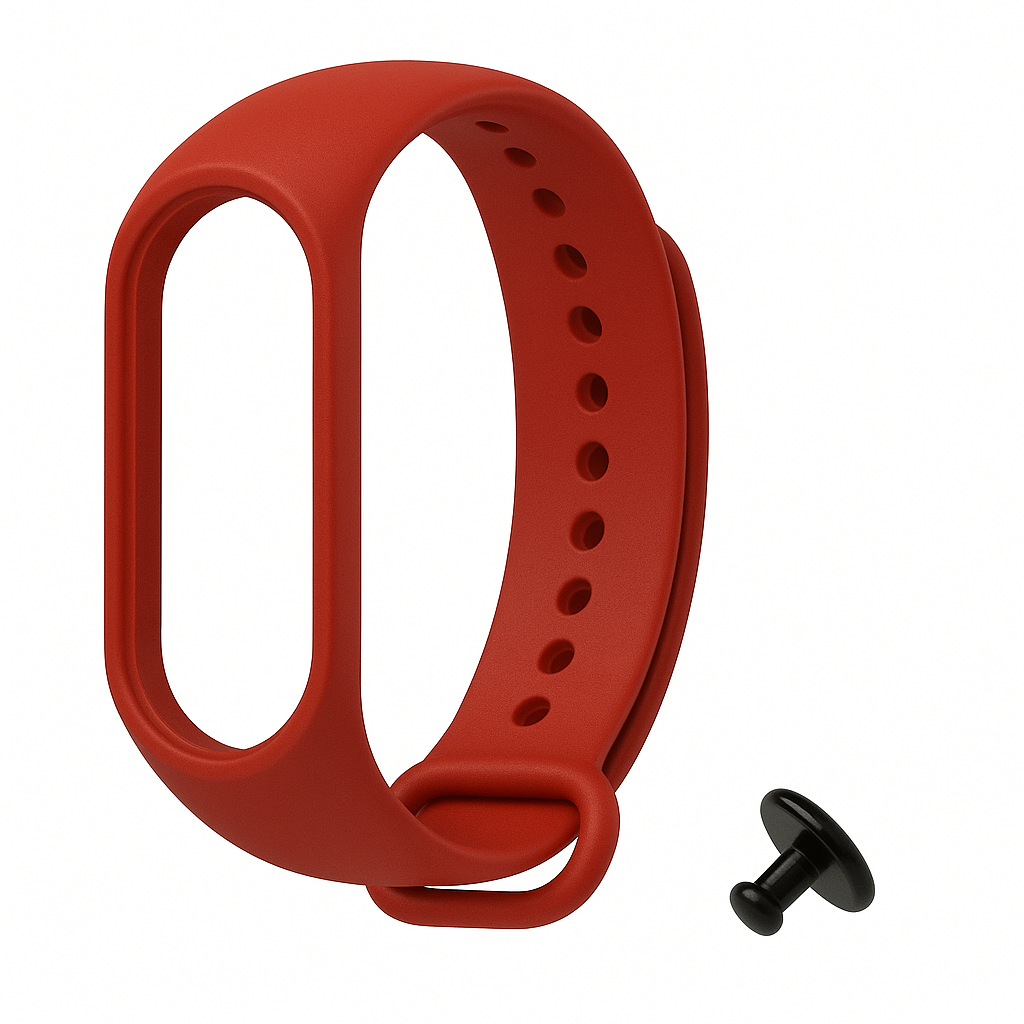 Ремінець Prime для Mi Band 3/4 силіконовий з металевою кнопкою, Red