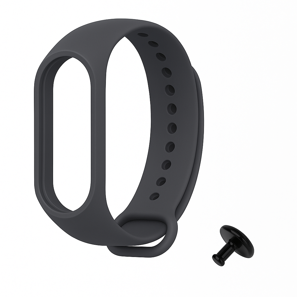 Ремінець Prime для Mi Band 3/4 силіконовий з металевою кнопкою, Dark Grey