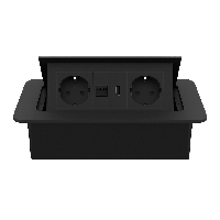 Меблева розетка потрійна LIVOLO чорна, вбудована у стільницю для офісу/конференц-залу/кухні, з інтернет RJ-45, HDMI, висувна, з