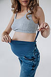 Прямі джинси straight fit для вагітних з високим трикотажним животиком світло-сині 38, фото 5