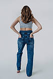 Прямі джинси straight fit для вагітних з високим трикотажним животиком світло-сині 38, фото 6
