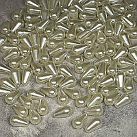 Акрилові намистини "Крапля",розмір 10*6 мм, айворі, арт 018974, упаковка ≈25 грам (154-159 шт), айворі