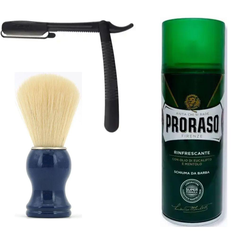 Одноразова небезпечна бритва Gillette Platinum Premium Platinum Blades + помазок SHIMA борсук + піна для гоління Proraso тонізуюча, фото 1