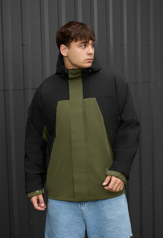 Двоколірна чоловіча куртка Staff skay khaki & black, фото 1