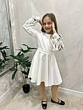 Молочне плаття-вишиванка для дівчинки з шикарним вишитим візерунком, фото 6