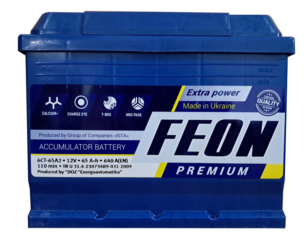 Акумулятор Feon 6CT-65-0 65Ah/640A R+ 0 ISTA (Іста) Автомобільний АКБ Кислотний Україна ПДВ, фото 1