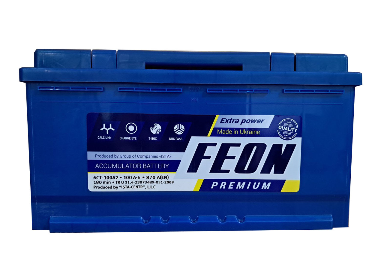 Акумулятор Feon 6CT-100-0 100Ah/870A R+ 0 ISTA (Іста) Автомобільний АКБ Кислотна Україна НДС, фото 1