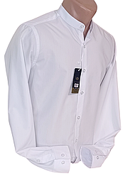 Стильна чоловіча сорочка комір-стійка Lucciano vd-0152 біла приталена однотонна, ошатна довгий рукав L