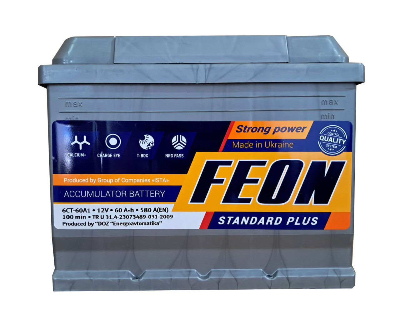Акумулятор Feon 6CT-60-0 60Ah/580A R+ 0 ISTA (Іста) Автомобільний АКБ Кислотна Україна НДС, фото 1