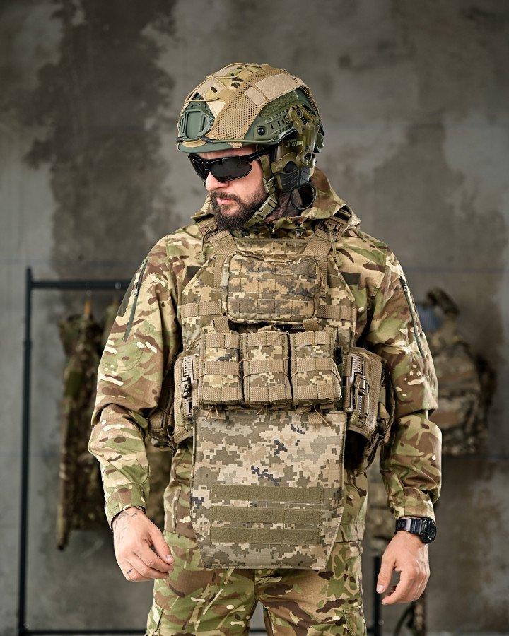 Плитоноска 4 точки скидання REGERT з рюкзаком, піксель бронежилет, тактичне спорядження для армії та с