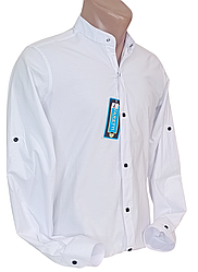 Стильна чоловіча сорочка комір-стійка Varetti vd-0001 біла приталена однотонна, ошатна на кнопках M
