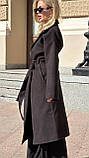 Жіноче утеплене кашемірове пальто на запах, фото 4