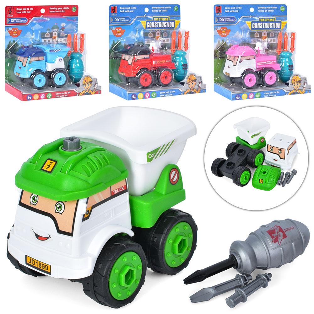 Конструктор на шурупах, машинка, 12см, викрутка, 4 види, на листі,20-20-8,5см /48/, фото 1