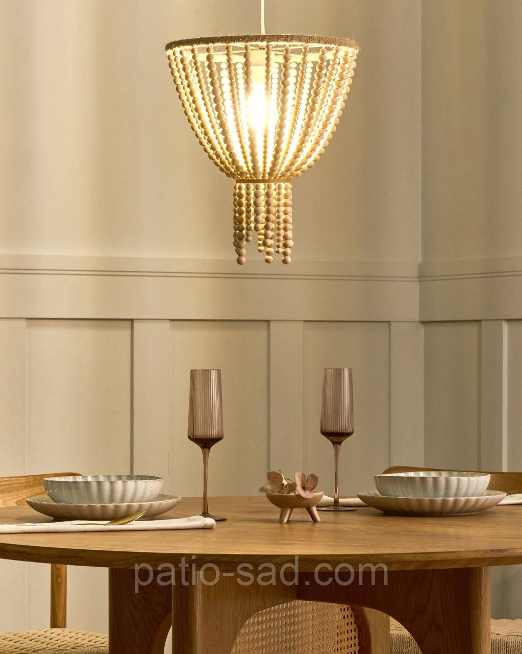 Люстра PUSWELI із дерева, світло-коричнева, фото 1