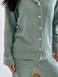 Жіноча муслінова піжамна сорочка довгий рукав VIVA від COSY, евкаліпт