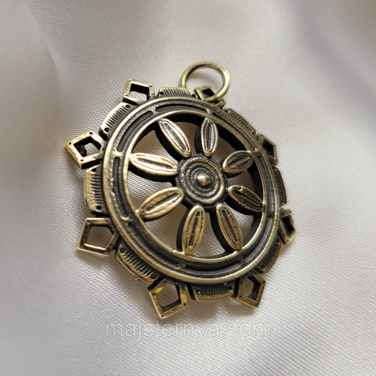 Литий латунний кулон з квітковим орнаментом M022 – підвіска ручної роботи з латуні Pandora для етнічних прикрас