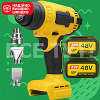 Фени будівельні професійні переносні фен будівельний акумуляторний з керамікою та кейсом для пайки труб і зняття фарби з двома акб