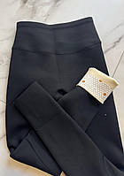 Женские Термо лосины, эффект пуш-ап, 40-42, 44-46, 48-50, черный, эластичный трикотаж-дайвинг с начесом.