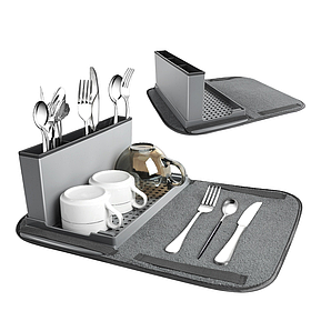 Кухонна сушарка для посуду з піддоном і килимком із мікрофібри 41х33х13 см. SV227