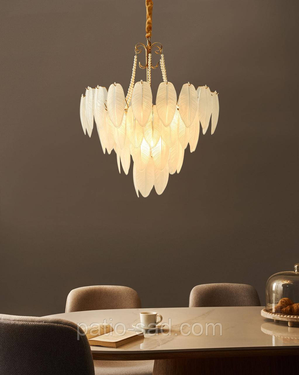 Скляна люстра YAUCA латунь, фото 1