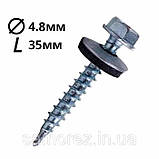 Саморіз покрівельний по дереву 4,8х35 зі свердлом із шестигранною головкою шайба EPDM оцинкований, фото 4