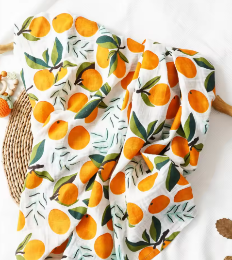 Муслінова пелюшка-плед  "Апельсин" бавовняна велика 110*120 см, 1 шт, фото 1