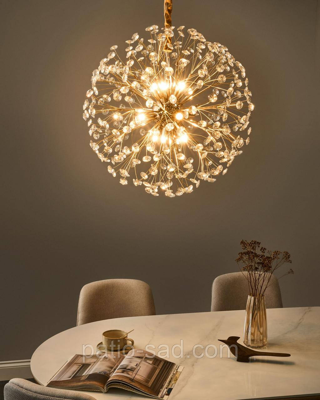 Елегантна люстра кульбаба зі скла та латуні TIMANE, фото 1