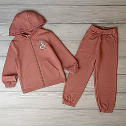 Спортивний костюм з кофтою на змійці + штани з манжетом у пудровому кольорі