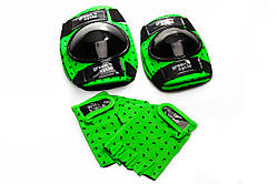 Захист для дітей Green Cycle FLASH наколінники, налокітники, рукавички, зеленувато-чорний