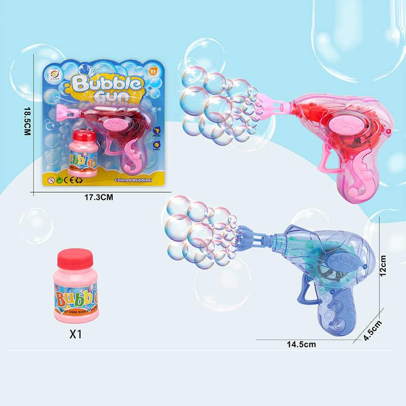 Пістолет з мильними бульбашками 2 кольори, механічний принцип роботи, пляшка з мильним розчином, на листі  /192-2/, фото 1