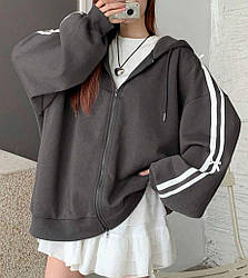 Худі на блискавці (Oversize) сірого кольору