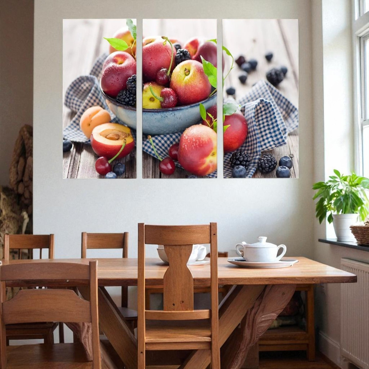 Модульна картина для кухні Фрукти, сучасний натюрморт Декор для їдальні 90х60см, фото 1
