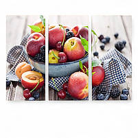 Модульна картина для кухні Фрукти, сучасний натюрморт Декор для їдальні 90х60см, фото 2