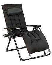 Розкладне крісло шезлонг з матрацом Leobro Zero Gravity Premium Plus до 150 кг чорний