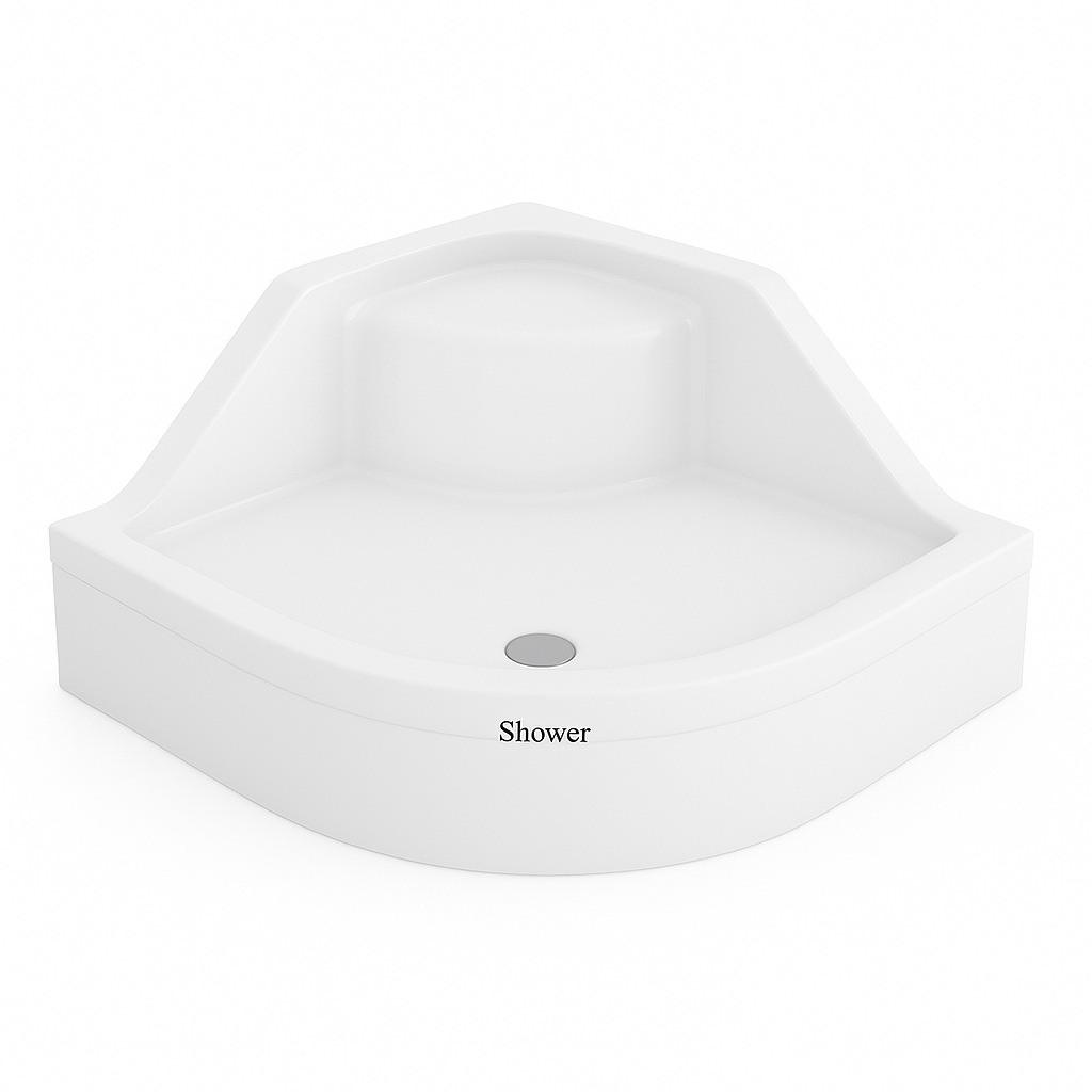Душовий піддон SHOWER MILET SW-8129 90x90x18 (45) см із сидінням напівкруглий акриловий